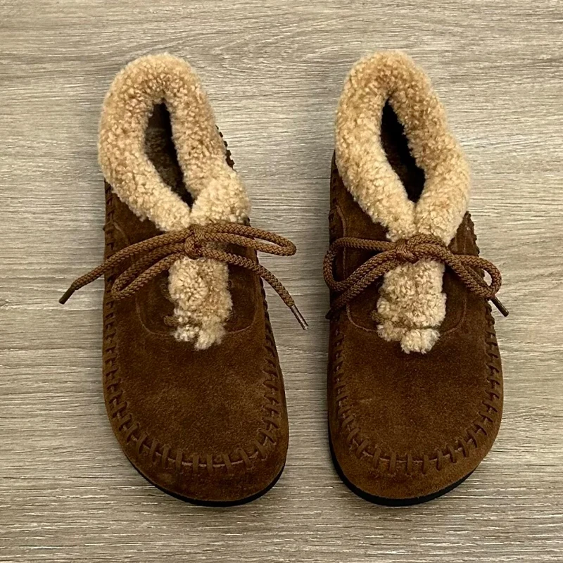 

Fur Snow Ankle Boots Women Flats Warm Sport Cotton Shoes 2025 Suede Fashion Casual Winter Boots New Brand Comfort Mujer Zapatos