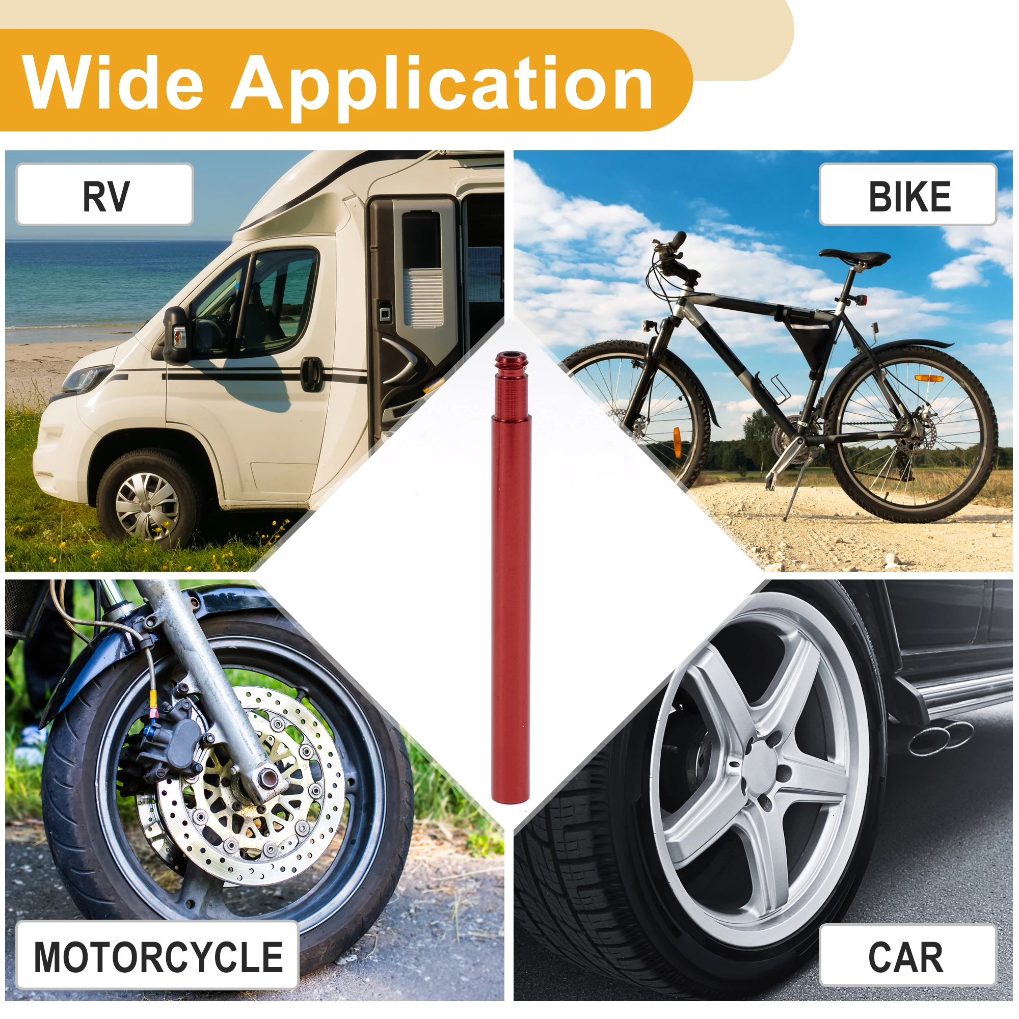 X Autohaux 2 قطعة 70 مللي متر الإطارات صمام تمديد دائم 180 درجة الإطارات صمام التضخم محول لسيارة دراجة نارية RV شاحنة دراجة #3