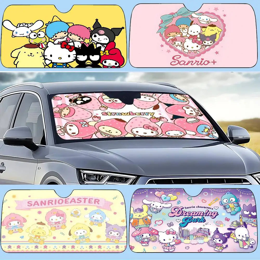 

Cute S-Sanrio Kawaii Car Sunshade Curtains Windscreen Cover Shade UV Rays Car Sun Visor Protector
