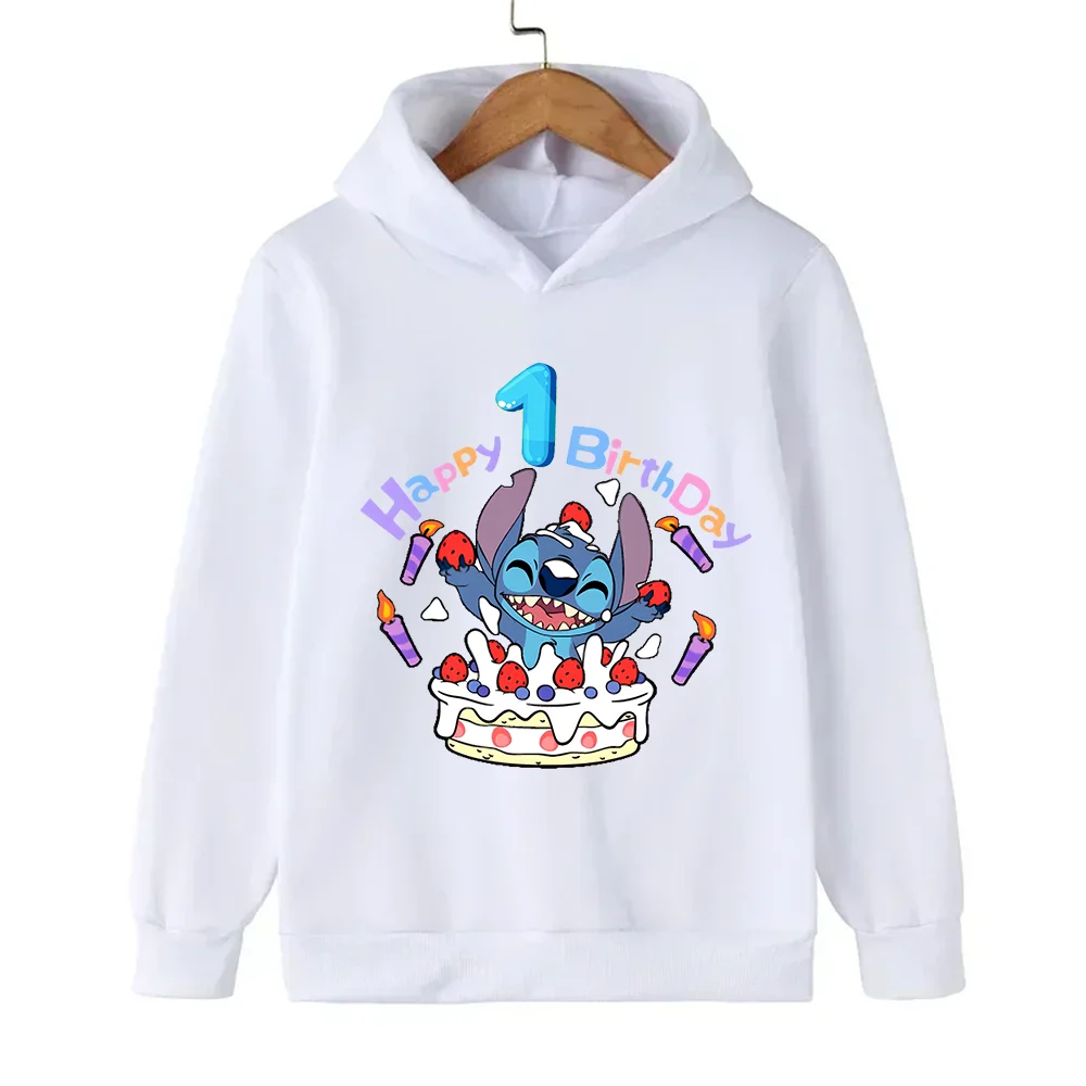 Disney Boys and Girls hoodies Steedy Stitch Stitch Happy Birthday Outdoor Casual Blazer New fashion Harajuku Street 1-14