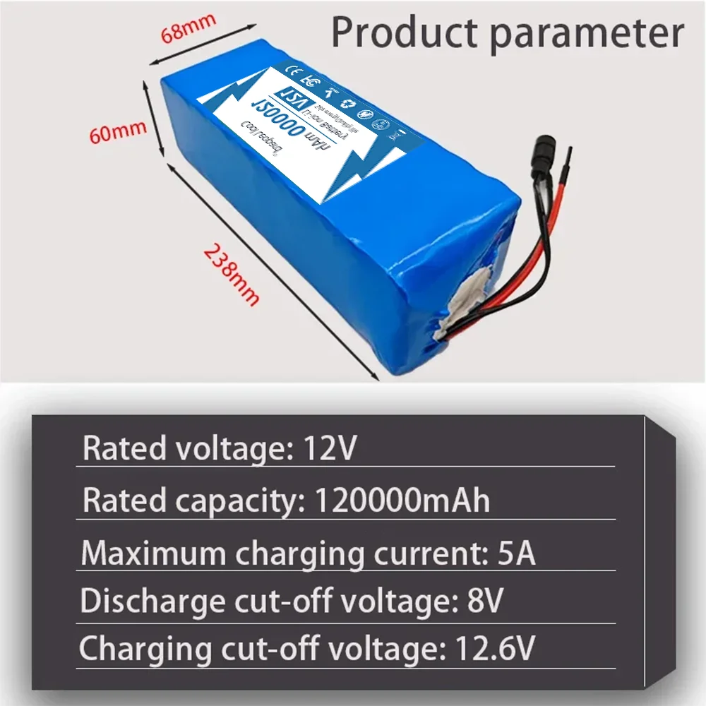 Imagem -06 - Bateria Recarregável de Íon de Lítio com Carregador 12v 120ah 3s10p 18650 Câmera Brinquedo Elétrico Iluminação Led