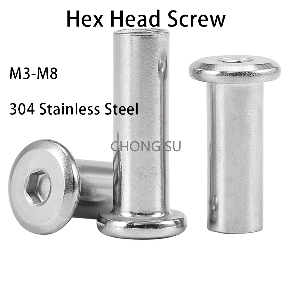 

5-20pcs 304 Stainless Steel M3 M4 M5 M6 M8 Butt Large Flat Hex Hexagon Socket Head Rivet Connector Insert Joint Sleeve Cap Nut