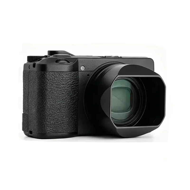 Aluminum Alloy Metal Square Lens Hood Shade with Lens Cap for Ricoh GR4 GRIV GR IV HDF Monochrome Anti-Glare Lens Shade