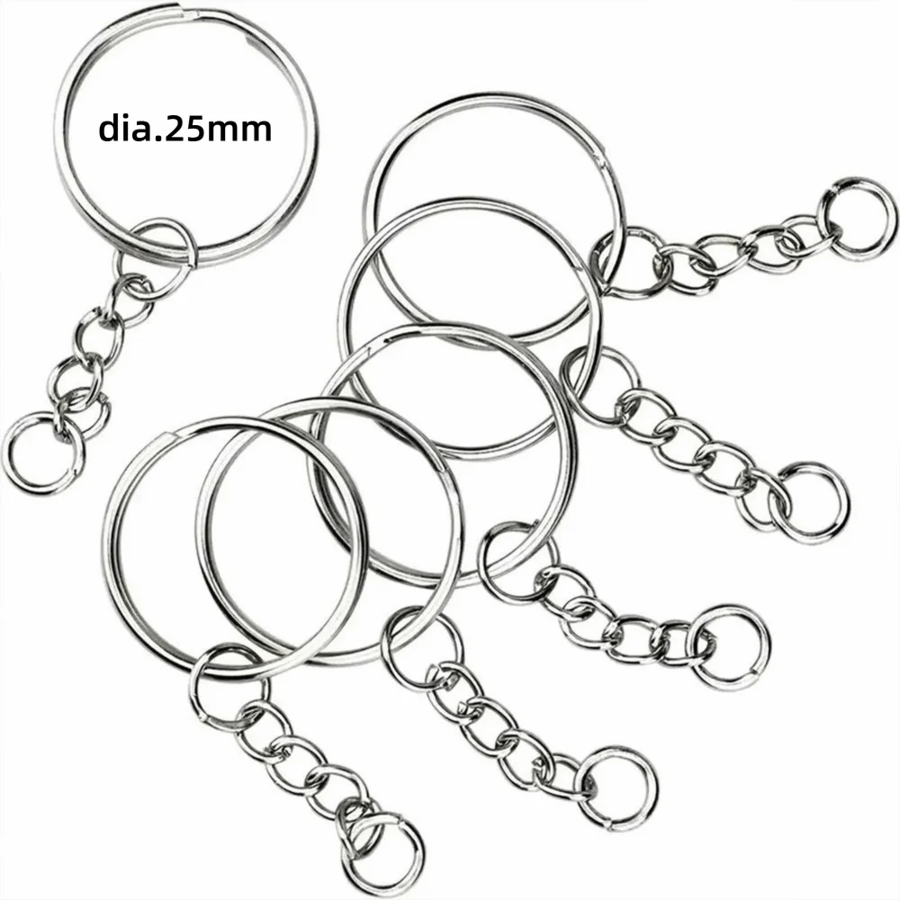 50/100PCS Stainless Steel Key Rings Key Pendant Chains Metal Keychain Blank Keyring DIY Accessories Split Rings Key Organization