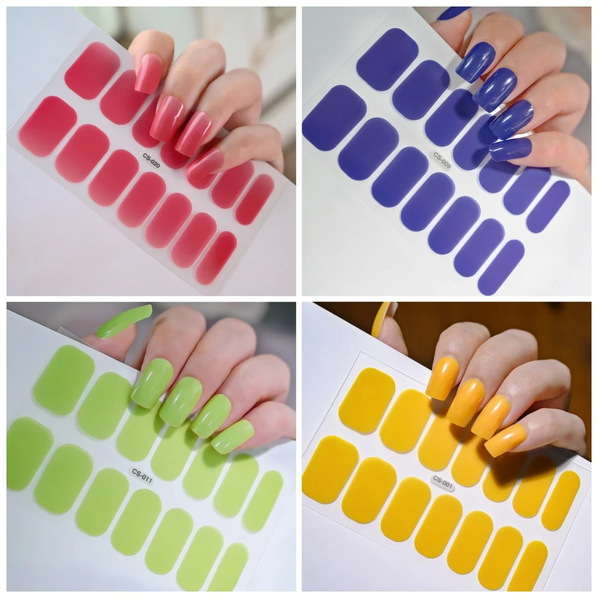 Pegatinas de cobertura completa para uñas, tiras de uñas de Color neón, Parche de cobertura completa, calcomanías autoadhesivas, fácil de hacer, 14 piezas