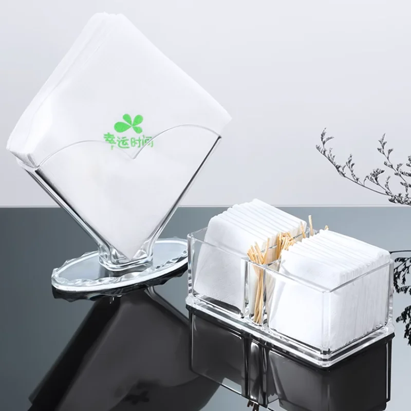 Acrylic Tissue Holder Desktop Vertical Tissue Box Toothpick Holder Thickened Transparent Table Storage Accessories