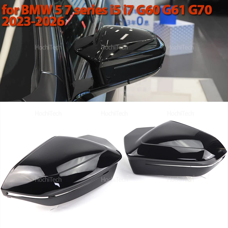 Replacement Rearview Exterior Side Mirror Caps Bright Black for BMW 5 7 Series I5 I7 G60 G61 G70 LHD Accessories