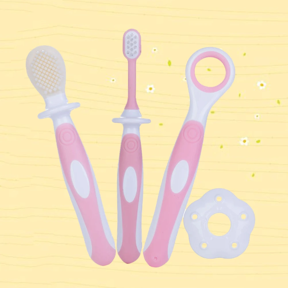

Baby Toothbrush Infant Oral Care Kit Soft Silicone Bpa Free Gentle Training Brush For Kids Newborn Toddler Pink