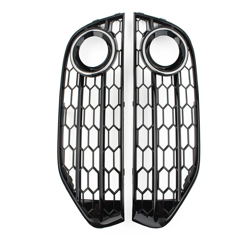 Car Fog Light Open Vent Grill Intake Cover Grille Replacement 8K0807681J For  A4 B8 Allroad 2010-2015 (Black & Silver)