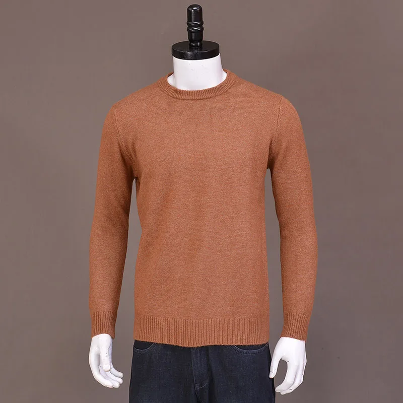 Men's round Ne Knitted Wool Sweater Straight Tube Long Sve Casual Wear Mid-aged And Young Multi-color Knitwear