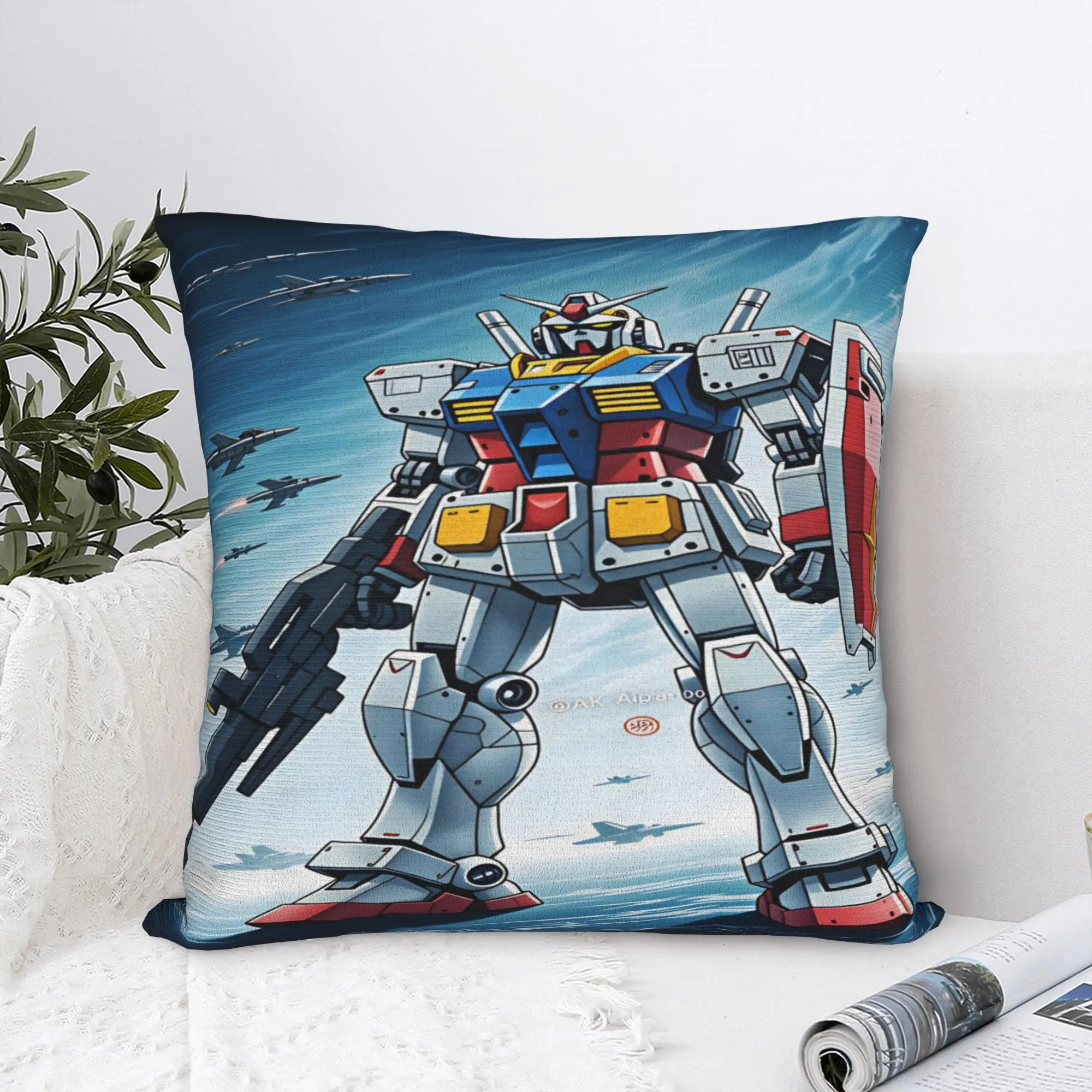 Pillow Cover Mobile Suit Gundam  Kawaii Pillow Case For Office Car Home Decor Pillowcases