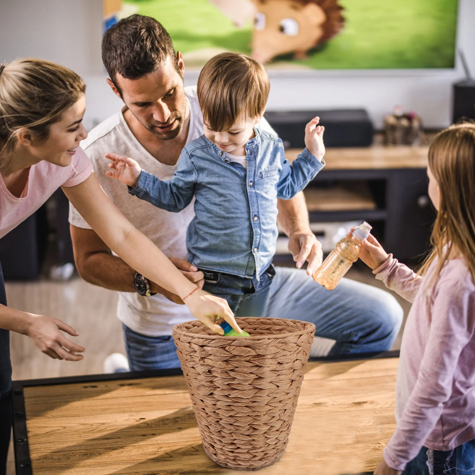 

Прямоугольная плетеная корзина для хранения бумажных веревок для полок, спальни, шкафа, прачечной, бытовой рабочий стол, всякая всячина