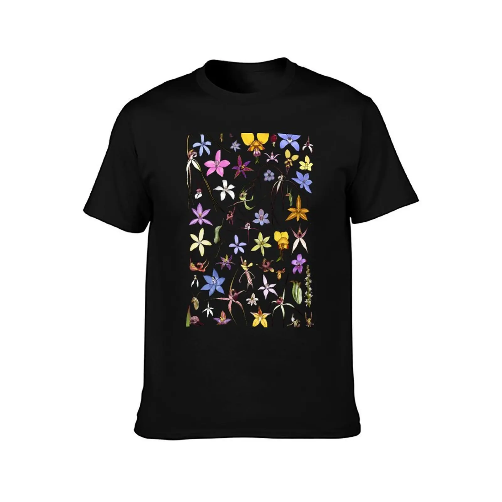 Australian Orchids T-Shirt, Summer Casual Cotton Tee, Oversized Streetwear Tops, Vintage Graphic Print, Loose Fit Short Sleeve