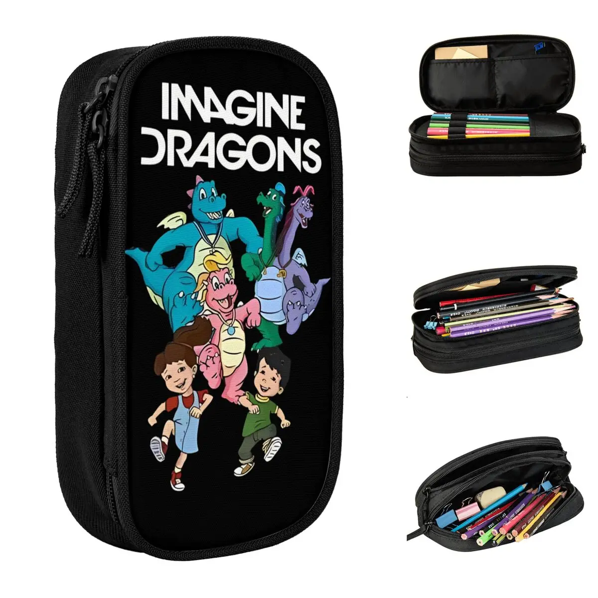 

Fun Imagine Dragons Band Loom World Tour 2025 Pencil Cases Pencilcases Pen Holder for Student Big Capacity Bag School Supplies