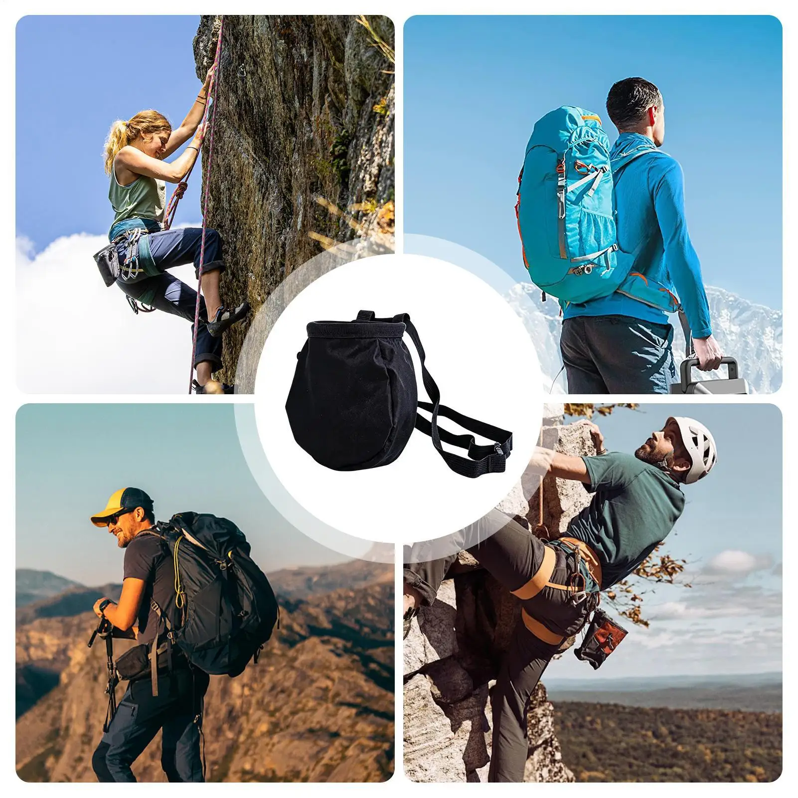 Gym Chalk Bag Leakproof Waterproof Oxford Cloth Pouch Rock Climbing Grip Gym Chalk Bags For Men Women Climbers Athletes Outdoor