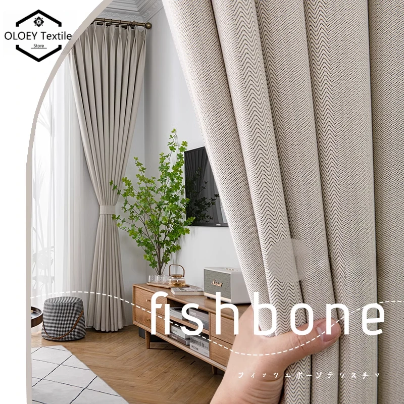 

Minimalist Japanese Style Curtains for Living Room Light Blue Cream Semi-Blackout Linen-Like Drapes Modern Elegant Design Custom