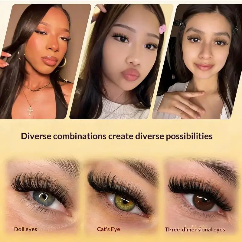 New DIY Lashes Extension Kit Glue-free Individual Lashes Clusters Faux Mink Eyelash Extension Mix Set With Lash Natural Look
