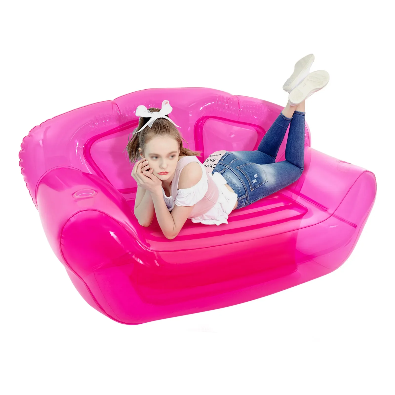 أريكة مزدوجة قابلة للنفخ، مقعد خلفي، أريكة شفافة - أحمر #5