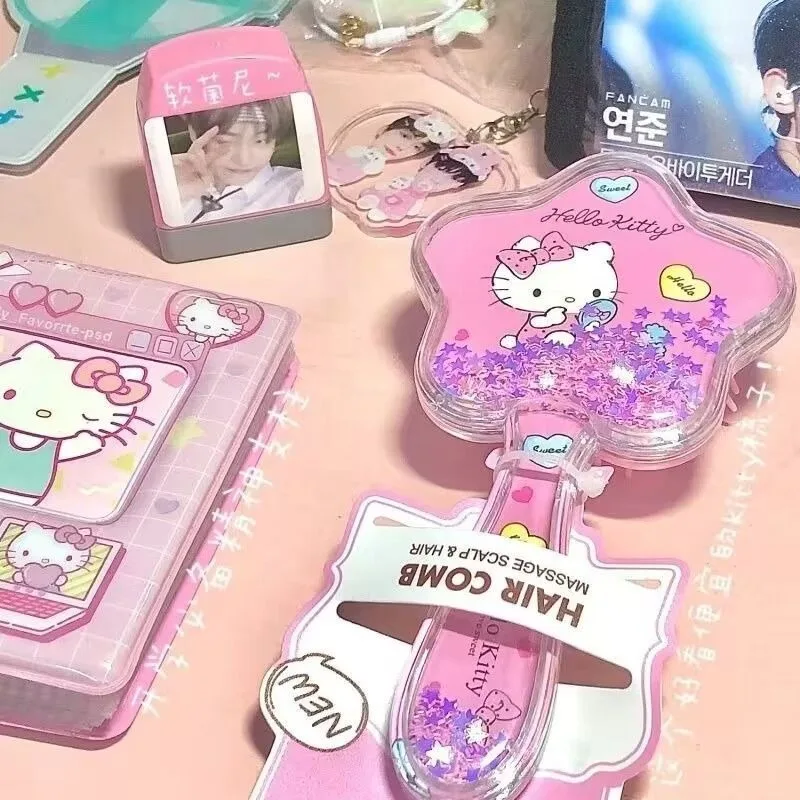 

Kawaii Sanrio Hello Kitty Pink Star-shaped Cushion Comb Lovely Cartoon Comb Pink Hair Styling Massager Gift for Children