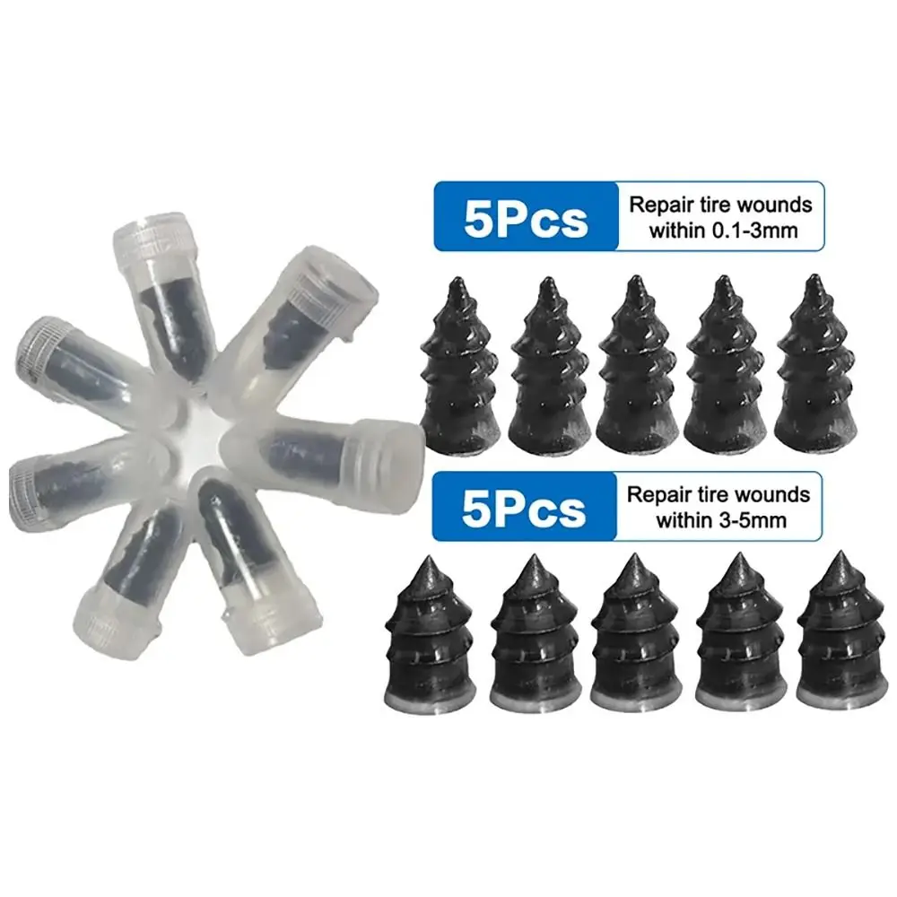 10Pcs Tire Repair Nail Self-Tapping Screw Tire Puncture Repair Vacuum Tyre Nails Black Soft Rubber Car Motorcycle Repair Tool