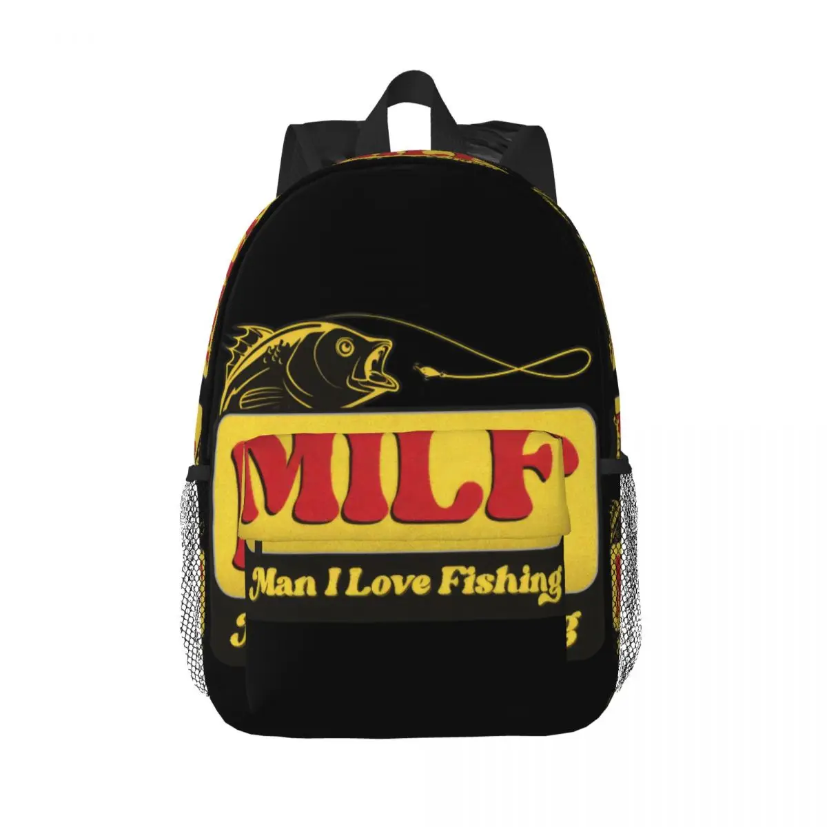 

MILF Man I Love Fishing Backpack Middle High College School Student Bookbag