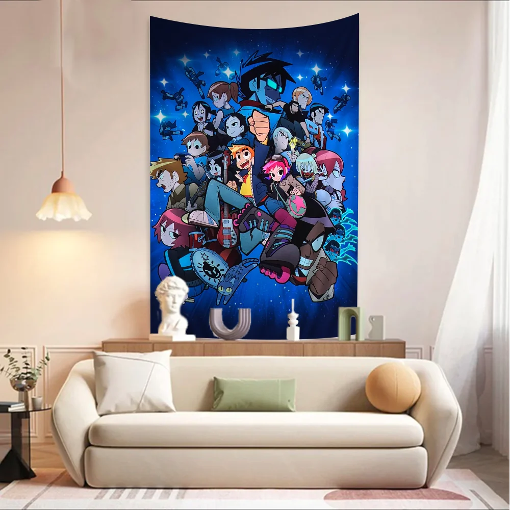 Anime Scott Pilgrim Printed Large Wall Tapestry Cheap Hippie Wall Hanging Bohemian Wall Tapestries Mandala Home Decor