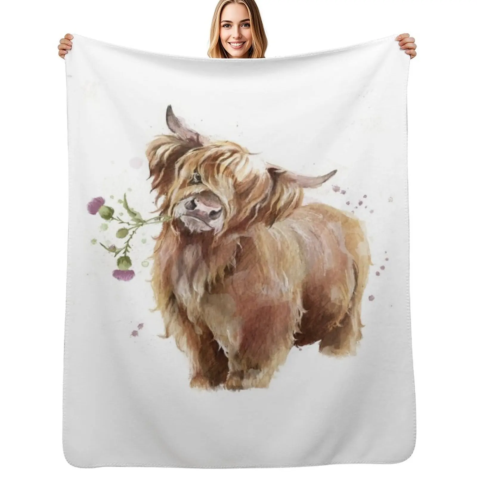 Highland Cow Throw Blanket Plaid Polar Soft Beds Shaggy For Sofa Thin Luxury Designer Blankets