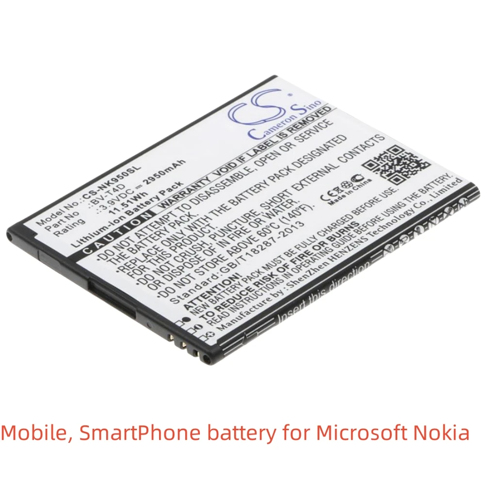 CS Li-ion Mobile, SmartPhone battery for Microsoft Nokia,3.9V,2950mAh,Lumia 950 XL Lumia 950 XL Dual SIM Cityman,BV-T4D