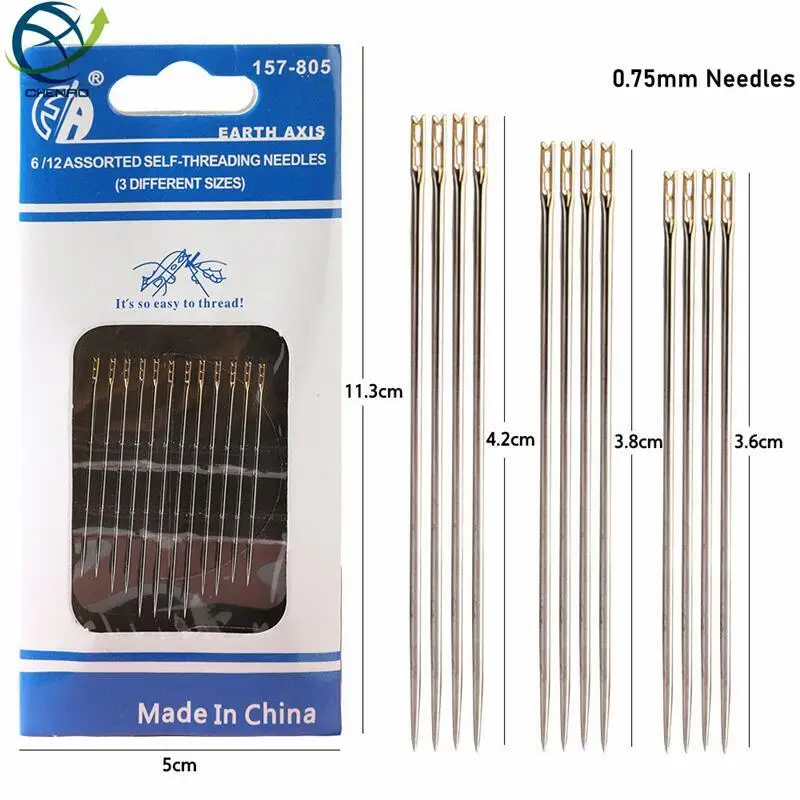 2/5Pack Stainless Steel Self Threading Needles Hand Sewing Needles Easy Threading Needles For DIY Embroidery Mending Sewing