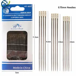 2/5Pack Stainless Steel Self Threading Needles Hand Sewing Needles Easy Threading Needles For DIY Embroidery Mending Sewing