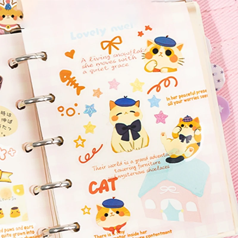 

Mr. Paper,Cute Animal Sticker Pack 3 sheets/pack Kawaii White Cat Black Cat Daily Life PET Sticker Scrapbook Handbook Decoration
