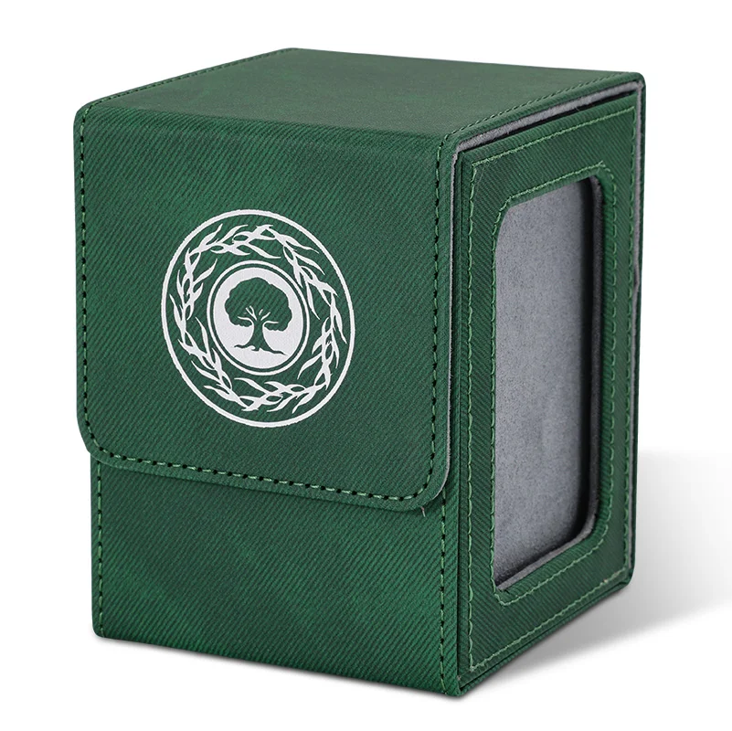 Card Deck Box for TCG with Display Window for 100+ Double Sleeved Cards, Magnetic Card Storage Box Fits for CCG Sports Trading