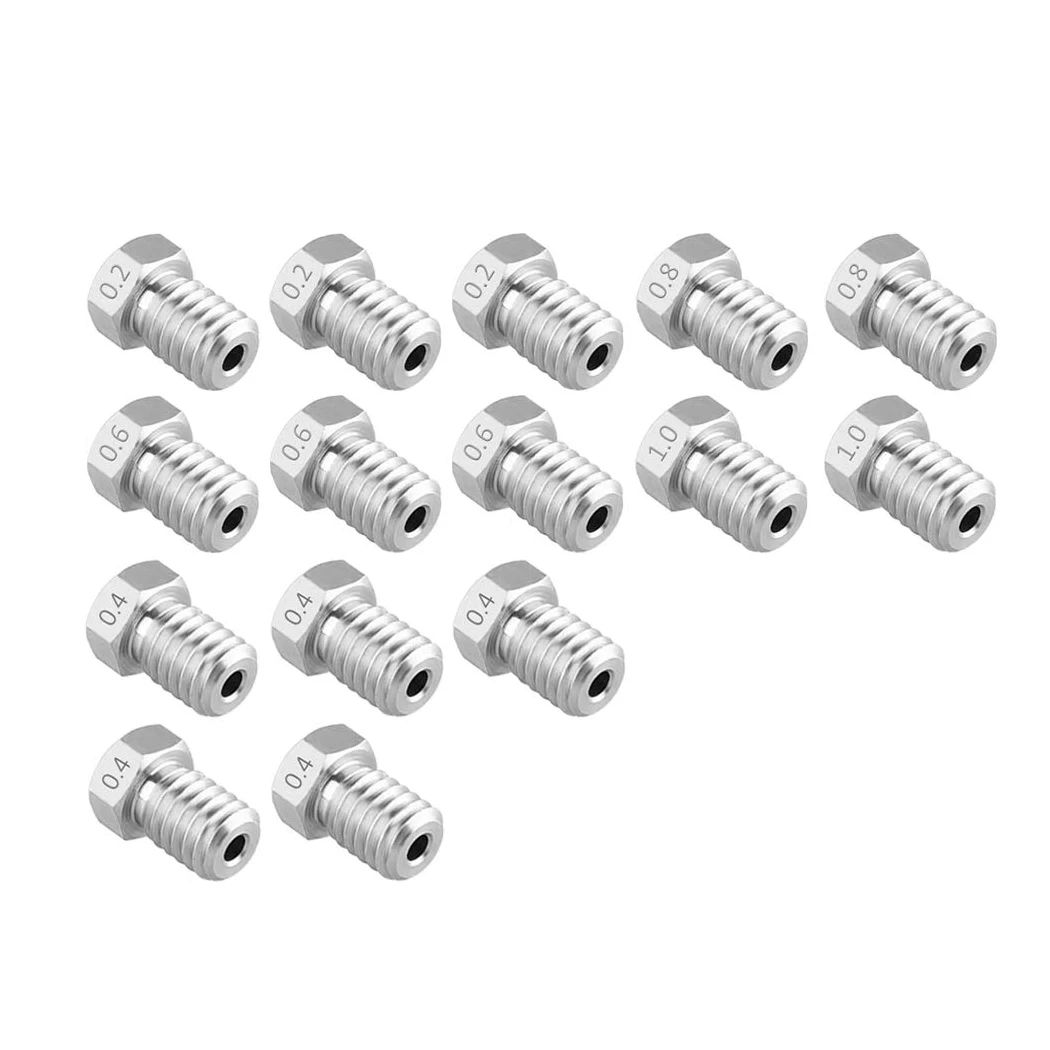 

M6 3D Printer Stainless Steel Nozzles Print Heads Extruder Compatible 1.75mm V5 V6 E-3D Makerbot & ANET A8 & Creality CR-10