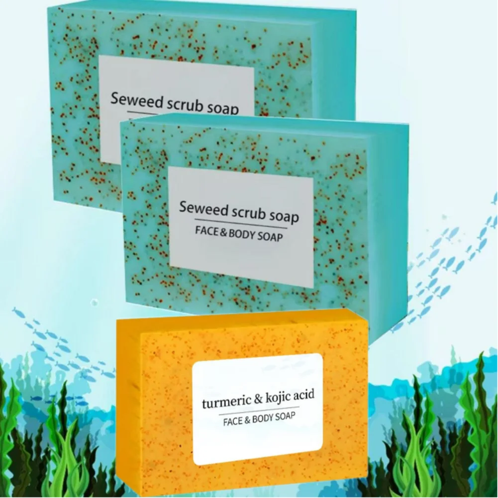 

1/2 шт. Мыло-скраб с морскими водорослями, 100 г, богато витамином Е. Оно содержит оливковое масло, которое нежно очищает лицо и увлажняет.