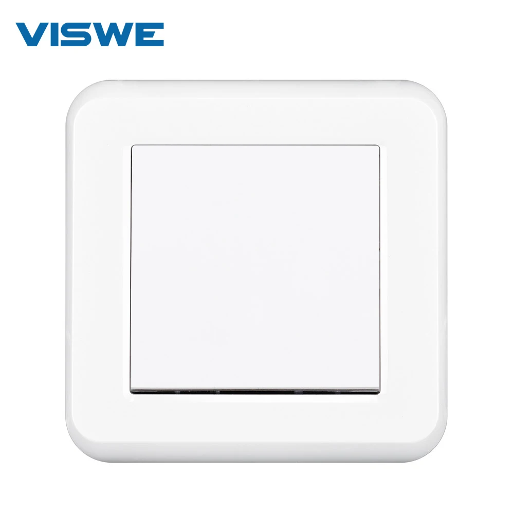 VISWE Button Light switch Mechanical Switch Plastic flame retardant material Panel 82mm*82mm, 1/2gang 1/2/3way Wall switch 16A