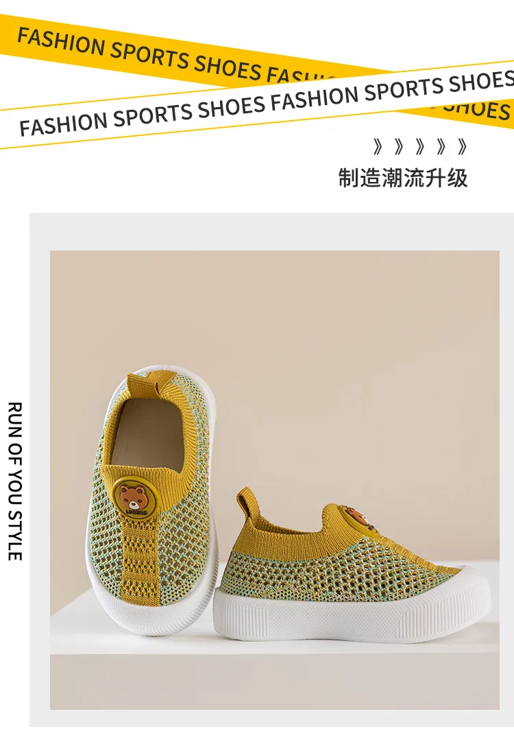 Baby-Lauflernschuhe mit Teddybär-Muster, weiche Sohle, rutschfeste Sandalen für Kinder, atmungsaktive Hohlschuhe für Frühling und Sommer – Detail 3