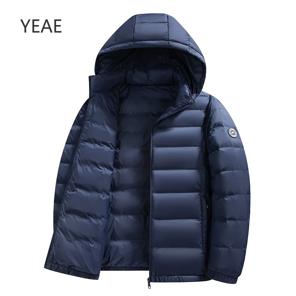 

2025 Новый мужской легкий и повседневный короткий пуховик со съемной шапкой, теплая куртка