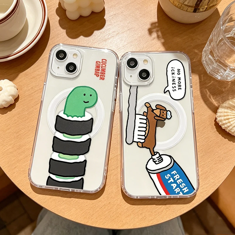 Niedliche J-Jogumans Dinosaurier Kabellose Ladehülle für iPhone 17 Air 16 E 15 14 Plus 13 12 Mini 11 Pro Max Silikonrand Hartschale