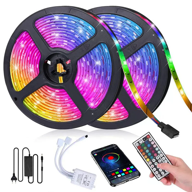 5050 RGB WIFI LED Strip Light 50M DC24V Led Light Alexa Wifi Flexible Tape LED Diode Ribbon For Room Decoration BackLight For TV