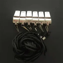2Pcs Metal Whistle with Lanyard Referee Sport Rugby Stainless Whistles Soccer Football Basketball Training Cheerleading Whistles