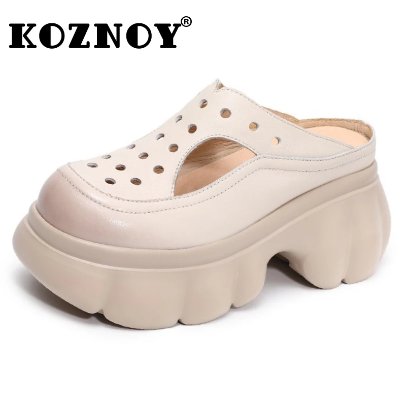 

Koznoy/сандалии Мэри Джейн из коровьей кожи 7 см, женские модные летние тапочки на танкетке Bao Toe, туфли-лодочки на плоской подошве