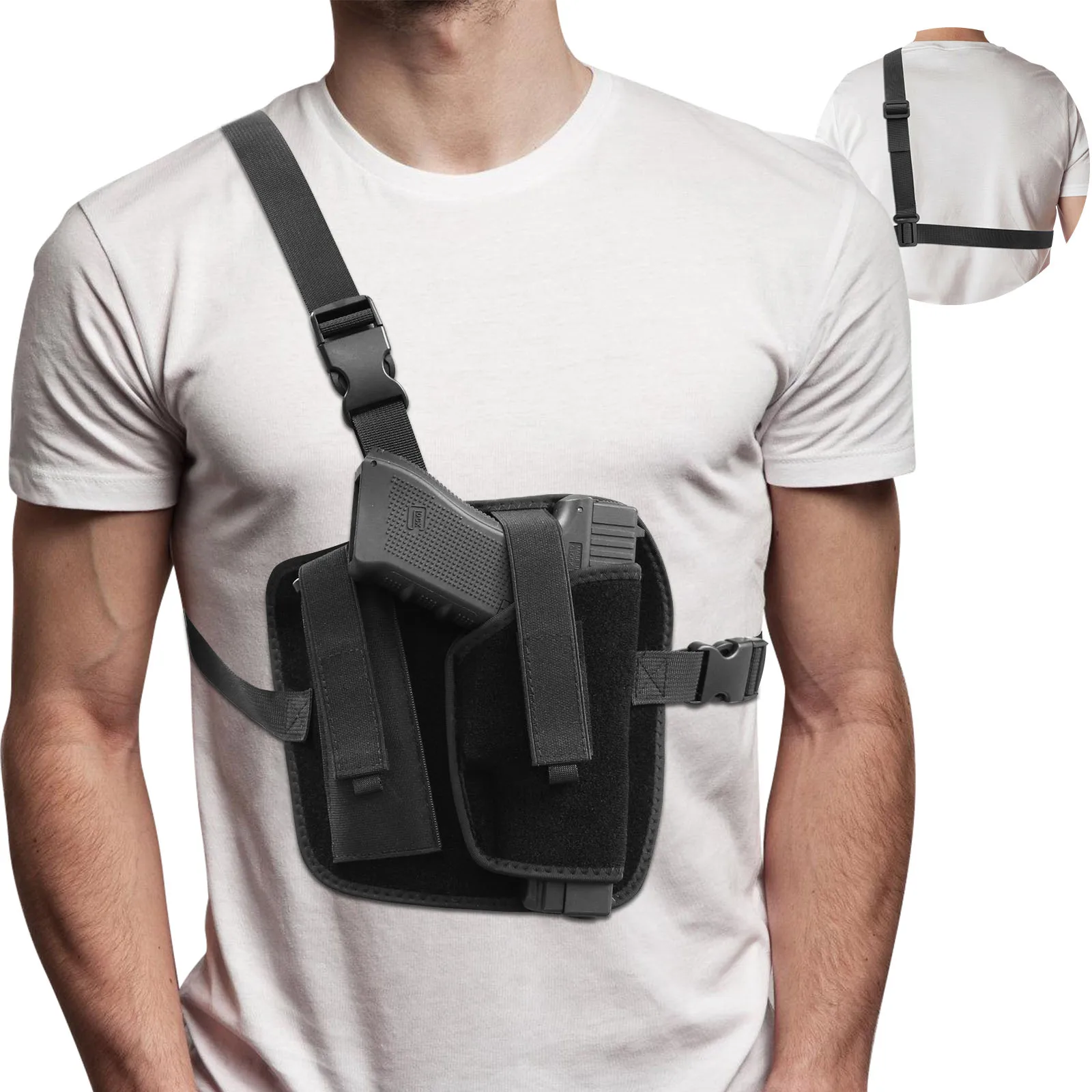 

Кобура для скрытого ношения, нагрудная кобура для пистолета, универсальная кобура для плечевого пистолета с сумкой для журналов, регулируемый плечевой ремень для правой руки