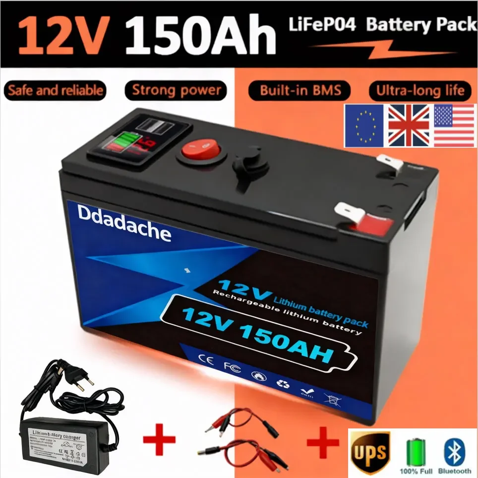 12V 150Ah Lithium LiFeP04 Batterie für Solarladung, Fischfinder, Marine, Outdoor-Camping und netzunabhängige Anwendungen mit USB-Anschluss