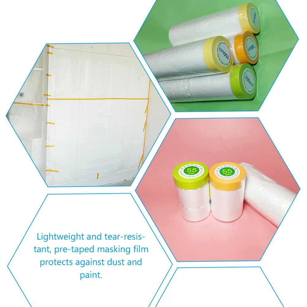 Película protectora de enmascaramiento, 6 uds., 6 rollos, ligera, resistente al desgarro, para equipo de pintura automotriz, electrodoméstico, revestimiento de paredes para el hogar