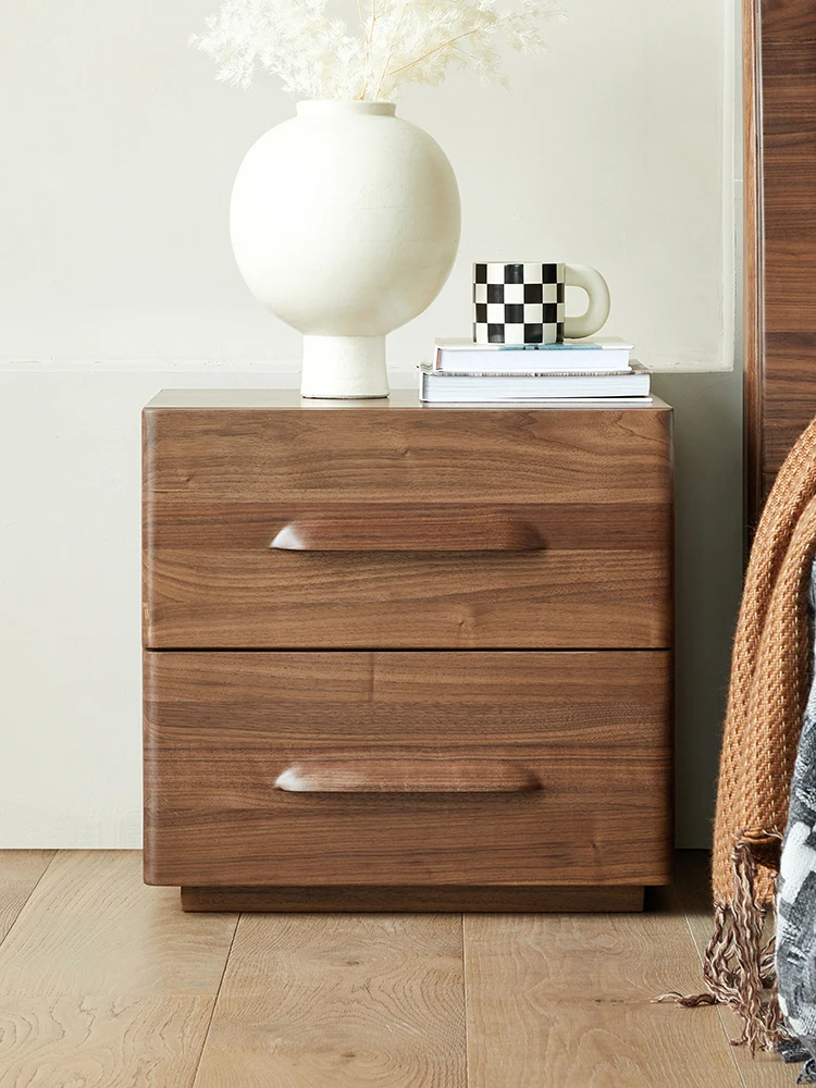 North American black walnut bedside cabinet, solid wood bedside small cabinet, bedroom, Nordic drawer, storage cabinet, storage