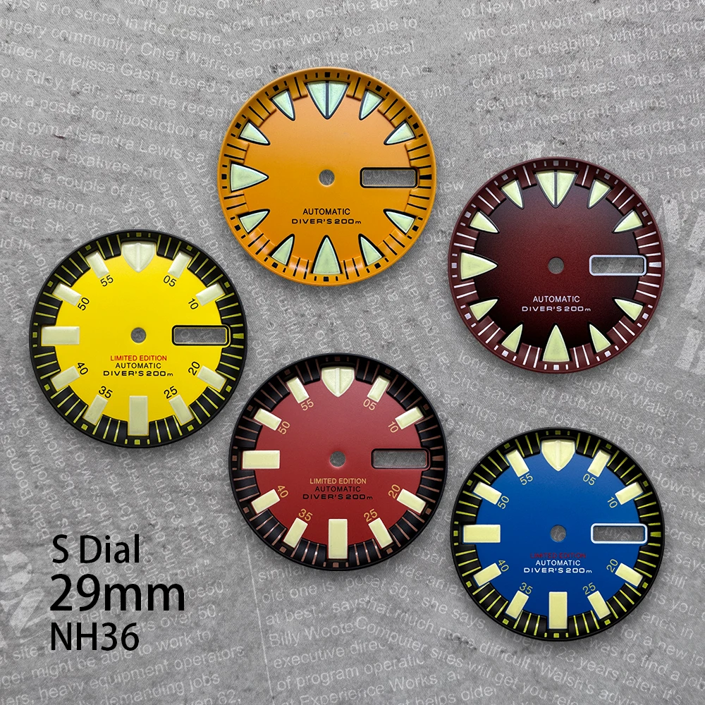 29mm Monster S Dial For NH36/4R36 Automatic Movement Green Luminous  Dual Calendar  Watch Modification Accessories
