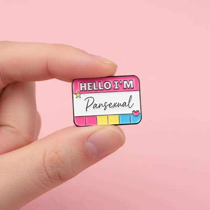Hello I'm Enamel Pins BI Pan Asexual Trans Gay Lesbian Brooches Lapel Badges Pride Rainbow Color Dialog Box Jewelry
