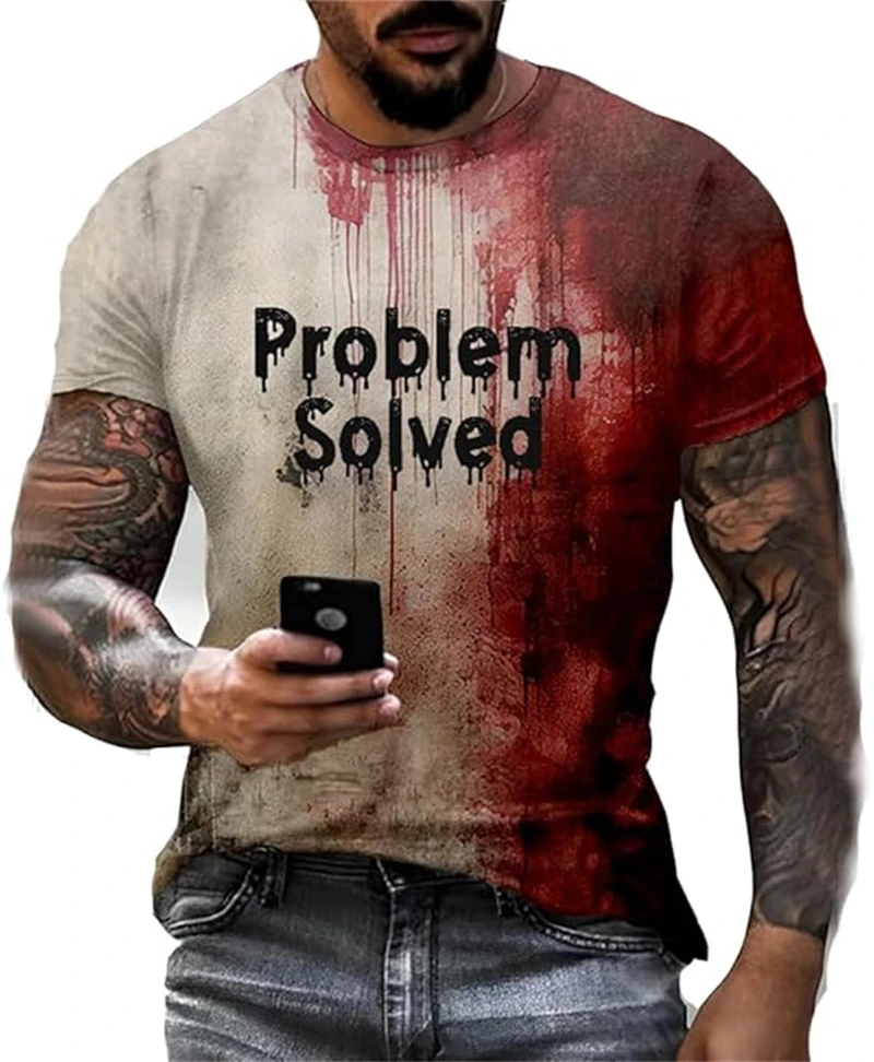 3D Printed Horror Bloody T Shirt 2025 Mens Casual Fashion Street Short Sleeve TShirt Mens Designer Clothes Woman O-neck Tee Tops