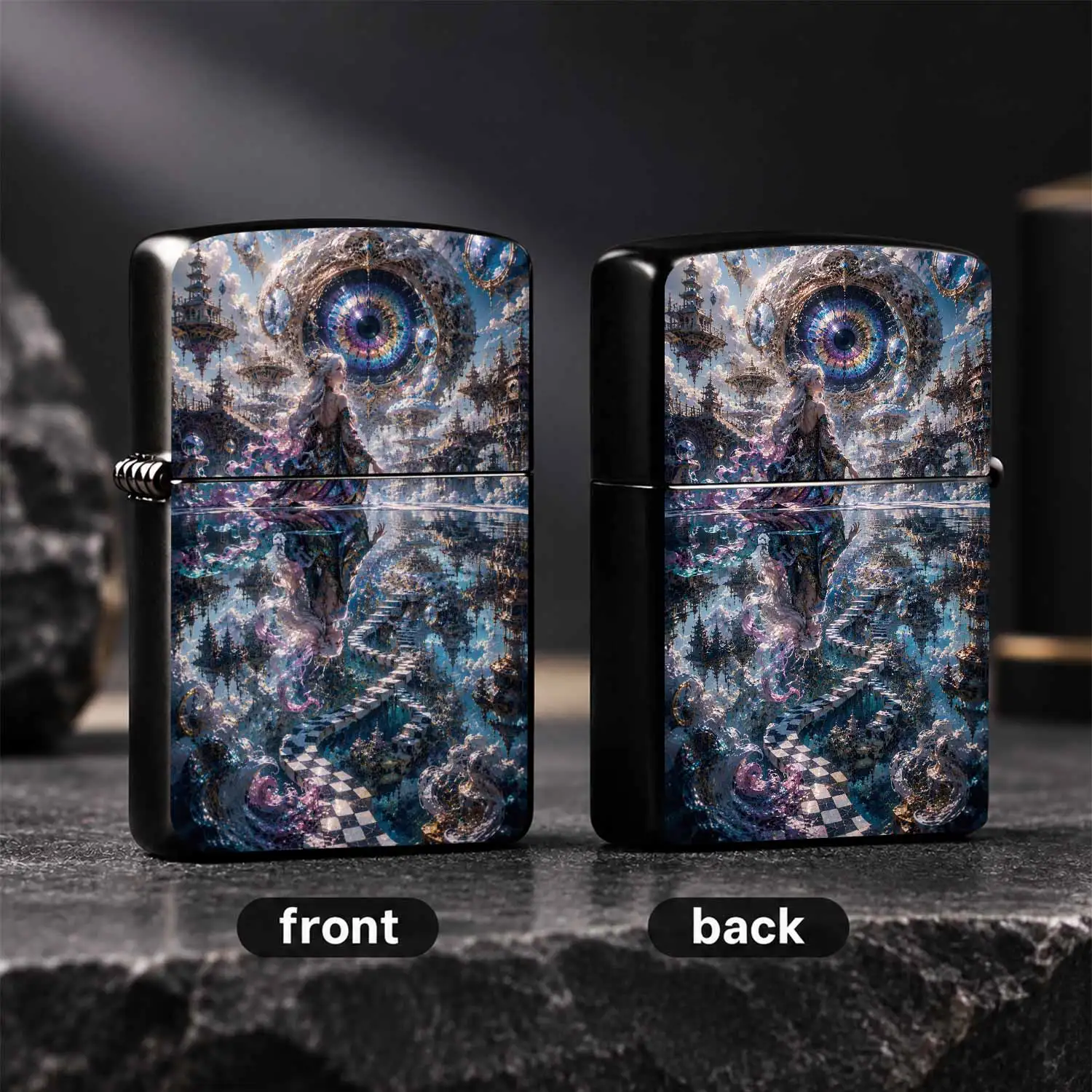Fantasy Sacred Realm Art Lighter Ethereal Maiden Floating Castle Scenery Exquisite Collectible Decor Ornament Portable Accessory Ideal For Gifting Daily Use Multiple Occasions High Aesthetic Unique Personalized Stylish Gift A Humorous And I