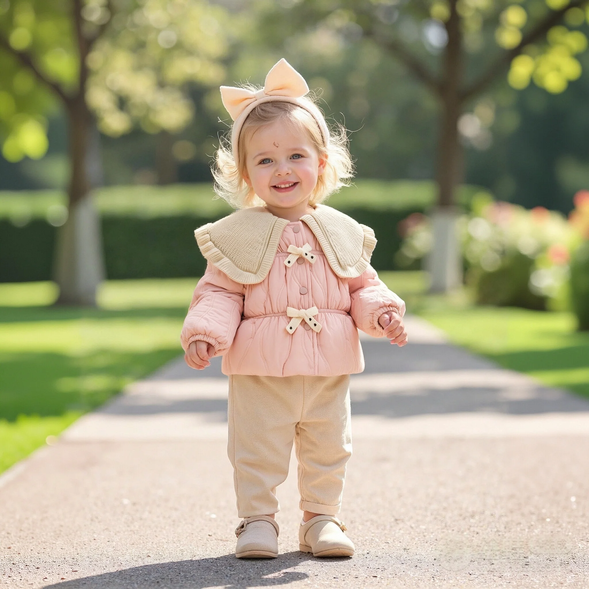 

Baby Girl Coat Winter Color Block Bow Collar Button Baby Tops Cute Fleece Lining Warm Girl Jacket Baby Girl Clothing